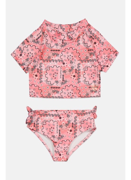 اشتري Kids Girl 2 Pcs Paisley Pattern Swimsuit, Pink Combo في الامارات