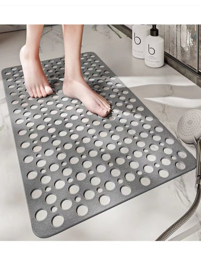 Buy 1-Piece Non-Slip Bath Mat With Vacuum Suction Cup PE Grey 75x43 Centimeter in UAE