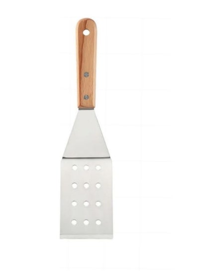 Buy Burger Griddle Food Turner Flipper With Holes Spatula Utensil Wooden Handle Silver in Egypt