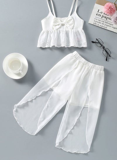 Buy Girls' Summer White Breathable Comfortable Sling Suit in Saudi Arabia