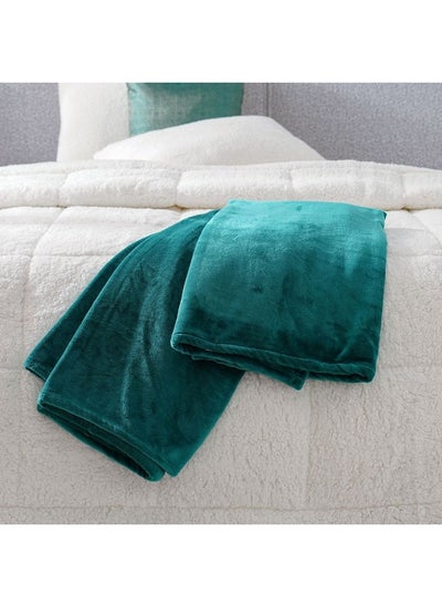 Buy Micro Flannel Blankets Single 150X220Cm Green in UAE