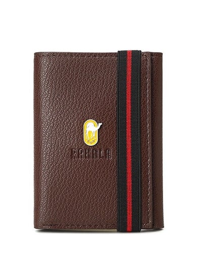 Buy RA101 Genuine Leather Multiple Card Slots Casual Trifold Wallet - Brown in Egypt