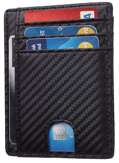 اشتري Toughergun RFID Blocking Minimalist Genuine Leather Slim Front Pocket Wallet U (Weaved Black) في الامارات