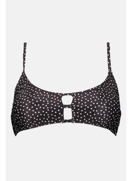 اشتري Women Polka Dots Padded Bikini Top, Black/White في الامارات