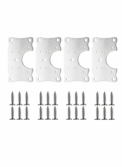 Buy Cabinet Hinge Repair Plate, Stainless Steel Kits with Mounting Screws Wooden for Protecting Furniture and Kitchen Cabinet(4 Half Hole) in Saudi Arabia