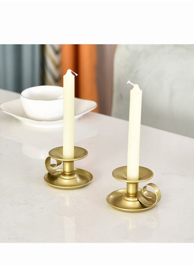 Buy 4pcs Simple Retro Hand-held Candle Cup Metal Iron Painting Candlestick Gold in Saudi Arabia