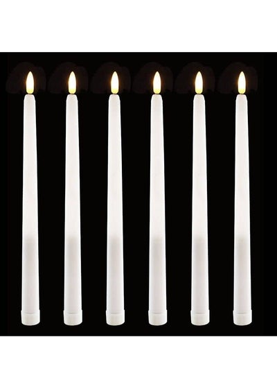 Buy LED Taper Candles with Remote, 6 Pcs 28cm Long LED Flameless Flickering Window Candles Battery Operated White Candle for for Home, Restaurant, Wedding in UAE