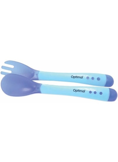 Buy Flexible Silicone Spoon and Fork 4 Month Plus Blue in Saudi Arabia