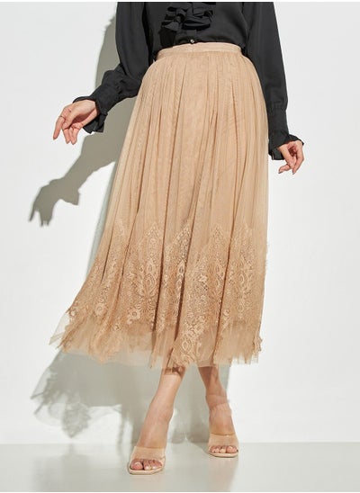 Buy 2Xtremz Lace Detail Skirt with Elasticated Waistband in Saudi Arabia