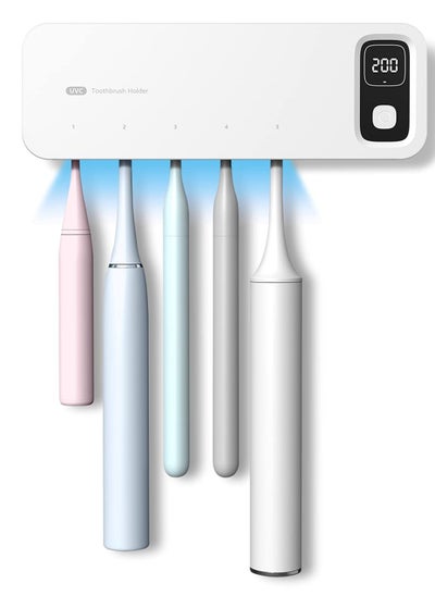 Buy UV Sanitizer Toothbrush Holder Fan Drying 5 Slots Tooth Brush Sterilizer Rechargeable and No-Drill Bathroom Toothbrush Holder Wall Mounted for Family Use in Saudi Arabia