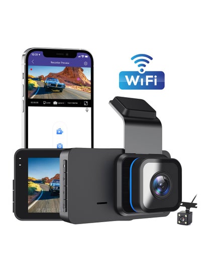 Buy Dash Cam With Wifi, Driving Recorder Wide Angle Lens 24 Hours Parking Surveillance, Waterproof Driving Recorder Cam For Car, 4-inch dual recording 1296P (without WIFI mobile phone interconnection) in UAE