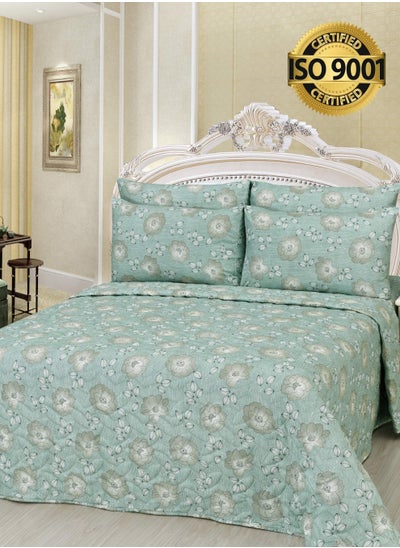 Buy 6Piece Microfiber Floral Bedspread Set Fits 200 x 200 cm Double Size Bed King Size Compressed Comforter Set Elmira Series in Saudi Arabia