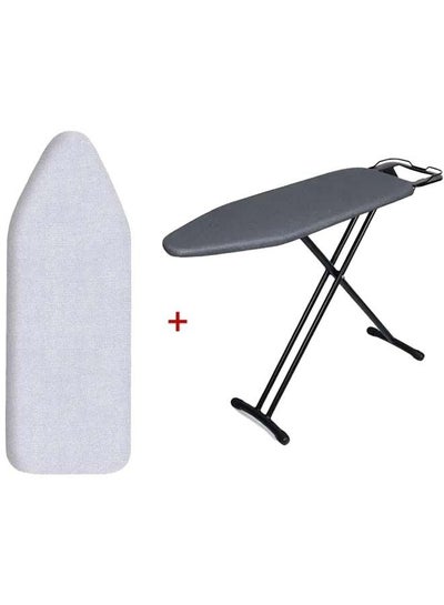 Buy Black ironing board and table, made in Turkey, with ironing board cover, gray color, with a heat-resistant, highly durable silicone liner, size 130 x 46 cm in Saudi Arabia