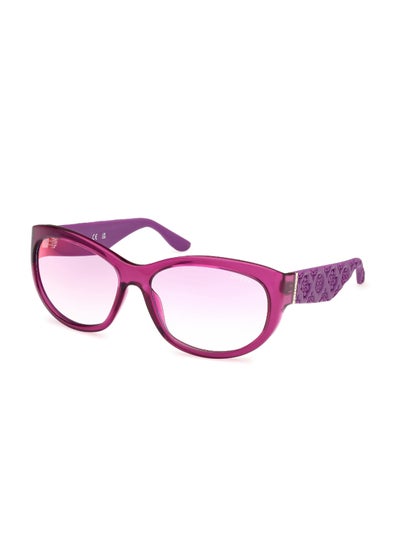 Buy Women's Mirrored Oval Shape Plastic Sunglasses GU0013181Z60 - Lens Size: 60 Mm - Shiny Violet in Saudi Arabia