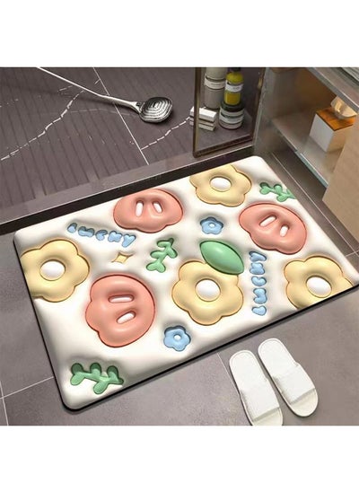 اشتري 3D Flower Bathroom Mat Shower Entrance Carpet Bathmat Rug Absorbent Floor Quick Dry Non-Slip Mat في الامارات