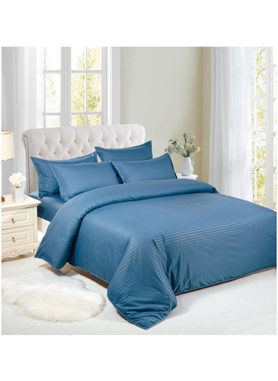 Buy 400TC Satin Weave King Size Duvet Cover Set Soft and Breathable Deep Pockets With Zipper Closure Easy Care Bed Sheet Set 1 Fitted Sheet 1 Duvet Cover and 4 Soft & Cozy Pillow Cases With Solid Color in UAE