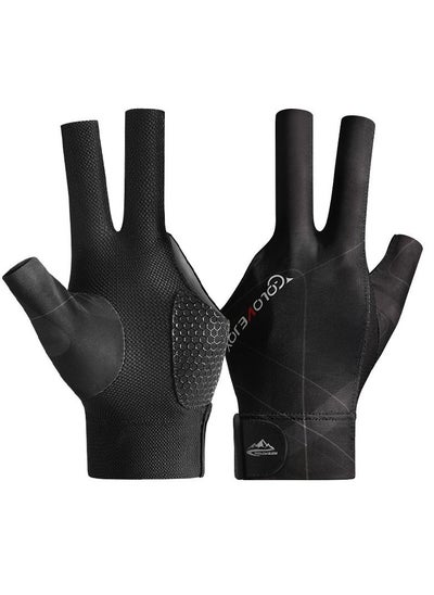 Buy Men Professional Billiards Gloves Lightweight and breathable Three Finger Open Finger Gloves Single pack Blalck in UAE