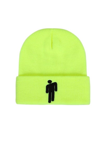 اشتري Unisex Knitted Hat with Funny Little Man Pattern, Printed Knitted Cap, Beanie Knit Hat, Funny Beanie Hat, Warm Knit Hat(Fluorescent Green) في الامارات