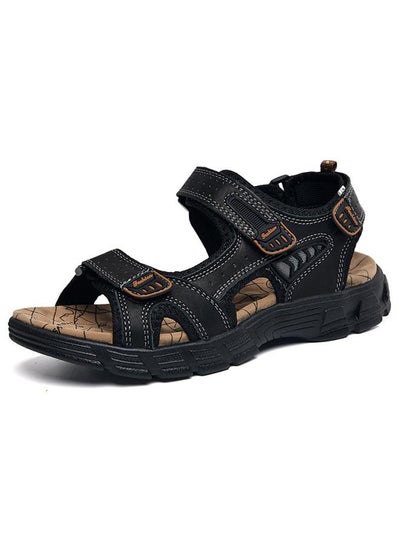 اشتري Men's Outdoor Casual Beach Open Toe Leather Sandals Plus Size Independent Station Wading Shoes في السعودية