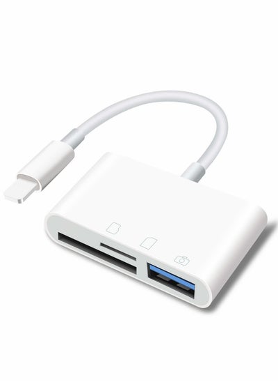 Buy 3 in 1 USB Adapter for iPhone and iPad, Portable Card Reader for SD and TF Cards, USB Female OTG Connector in Saudi Arabia