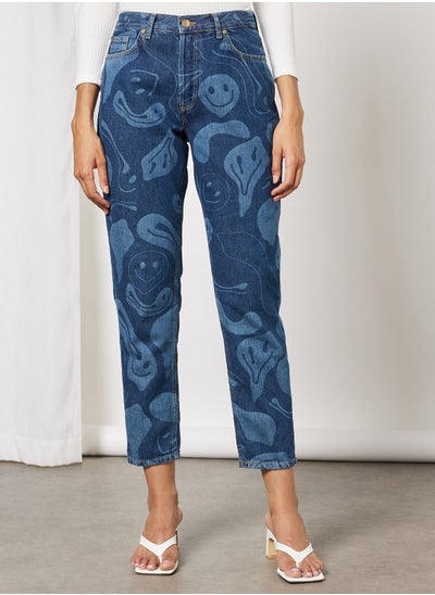 Buy Printed Straight Jeans in UAE