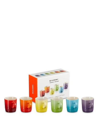 Buy 6-Piece Stoneware Rainbow Coffee Mugs 400ml Assorted in UAE