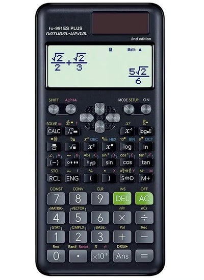 Buy Advanced Engineering Science Calculator with Protective Cover, 417 Functions, Digital LCD Display, fx-991ES Plus-2 (2nd edition) - Perfect for Students and Professionals (Black) in UAE