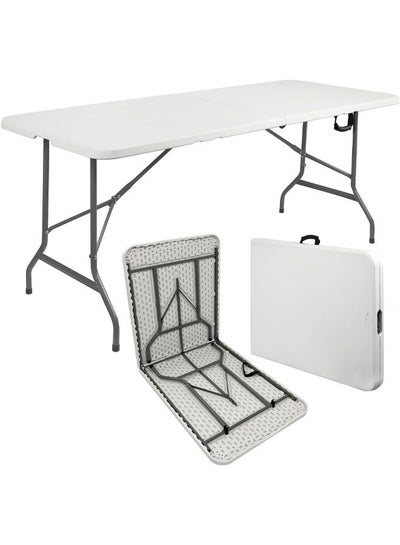 Buy A folding table that combines elegance and multi-functionality, in white color, with dimensions of 180 x 70 cm in Saudi Arabia