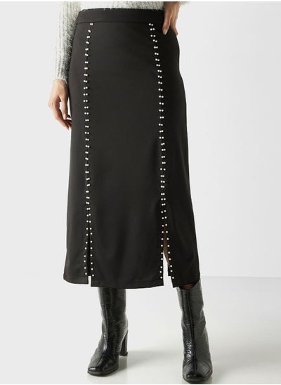 Buy Embellished Slit Hem Skirt in Saudi Arabia