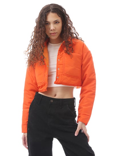 اشتري Orange Cropped Fit Buttoned Jacket في مصر