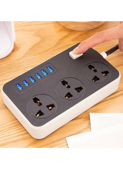 Buy Power Strips Extension Cord 3 Outlets, Power Socket with 6 USB Ports Universal Charging Socket with 2M Bold Extension Cord in Saudi Arabia