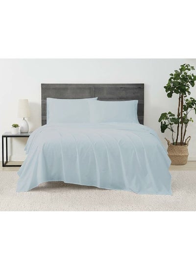 Buy 4-Piece Sateen Warm Touch King Bedsheet Set Blue 10 x 30 x 25 cm CN K4PCS-BLUD in Saudi Arabia