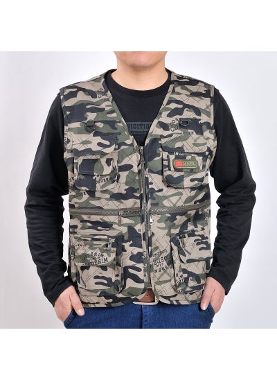 اشتري Breathable Mesh Fishing Vest Men Multi-Pocket Waistcoat Spring and Autumn Scissors Camouflage في الامارات