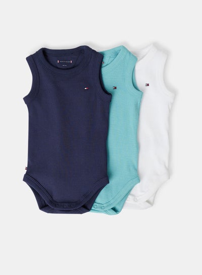 Buy Baby Unisex Rib Knit Bodysuit (Pack of 3) in UAE