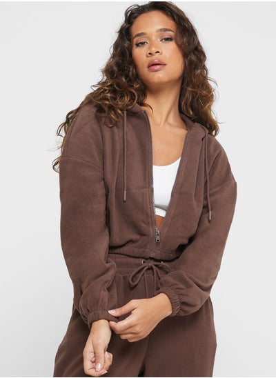 Buy Zip Detail Knitted Hoodie in Saudi Arabia