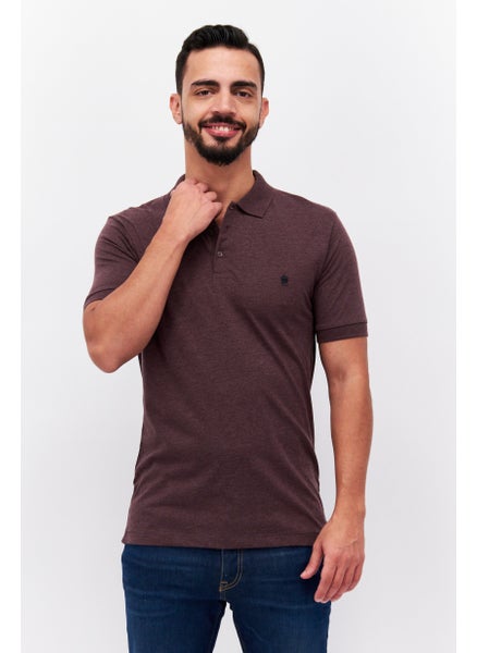 اشتري Men Regular Fit Brand Logo Short Sleeve Polo Shirts, Mahogany Wood في الامارات