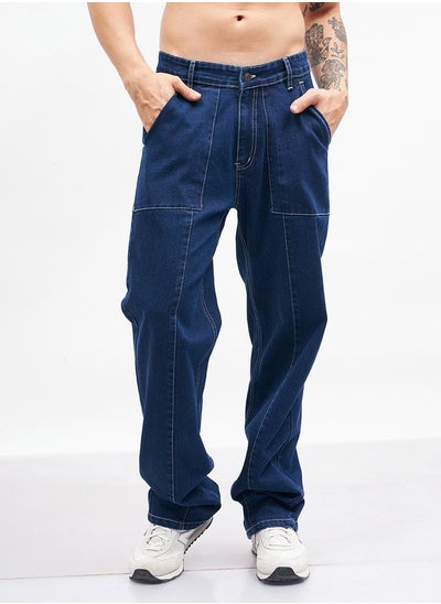 Buy Cut & Sew Panel Relaxed Fit Jeans in Saudi Arabia