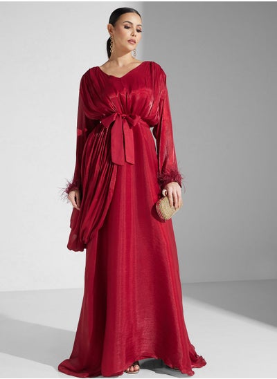 اشتري V-Neck Belted Dress في الامارات