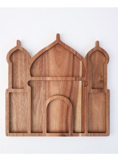 Buy HilalFul Mosque Wooden Platter | Multipurpose | Acacia Wood | Kitchenware | Serveware | Trays for Kitchen Decoration | Home Decor Centrepieces for Eid, Ramadan, Eid Al Adha | Tray Organizer Gift in UAE