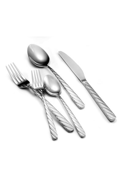 Buy 5 Pieces Luxury Hammered Silverware Set, Flatware Set Service for 6, 18/10 Premium Stainless Steel, Mirror Polished Cutlery Utensil Set Include Fork Knife Spoon Set Dishwasher Safe in Saudi Arabia