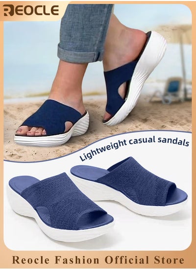 Buy Women's Platform Sandals Stretch Orthopedic Sandals Open Toe Breathable Platform Shoes Beach Slippers Washable Slippers Comfort Walking Wedges in Saudi Arabia