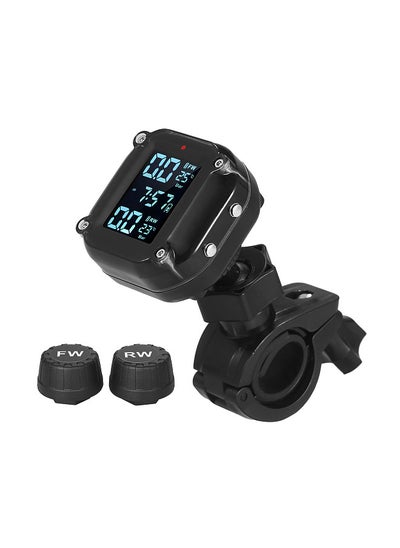 اشتري Waterproof Motorcycle Tire Pressure Monitoring System 7 Alarm Modes Auto Wake Up and Sleep Magnetic Charging Port with 2 External Sensors في الامارات