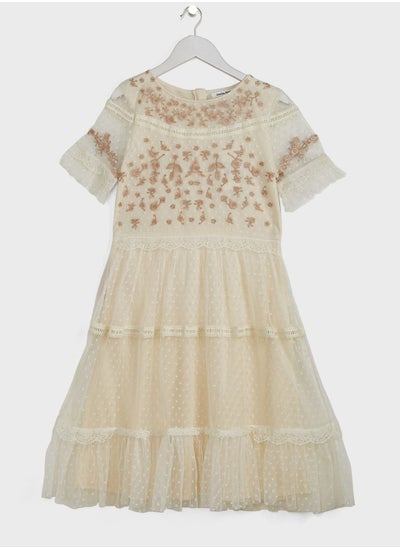 اشتري Youth Embroidered Bodice Lace Trim Dress في السعودية