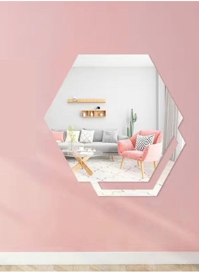 اشتري 3D Art DIY Home Decorative Hexagon Acrylic Wall Sticker Mirror for Home Living Room Bedroom في الامارات