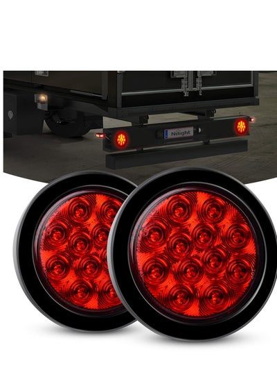 2-Pack 4-Inch Round LED Trailer Lights - Super Bright Stop/Turn/Tail Lights With IP65 Waterproof Rating For Trucks & Trailers