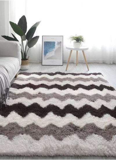 اشتري Area Rug Fluffy Shag Rugs Floor Mat Modern Luxury Rectangle Carpet Ultra Soft Comfy for Bedside Bedroom Living Room Kid Room Home Hotel Office Grey 140cm*200cm في الامارات