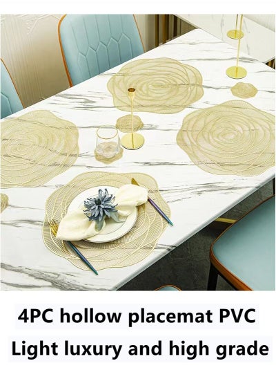 اشتري 4-Piece Dining Table Decorative Placemats Polyvinyl Chloride Golden 38 Centimeter في الامارات