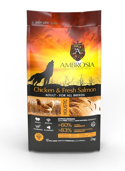 Buy AMBROSIA CHICKEN & FRESH SALMON ADULT FOR ALL BREEDS 2kg. in UAE