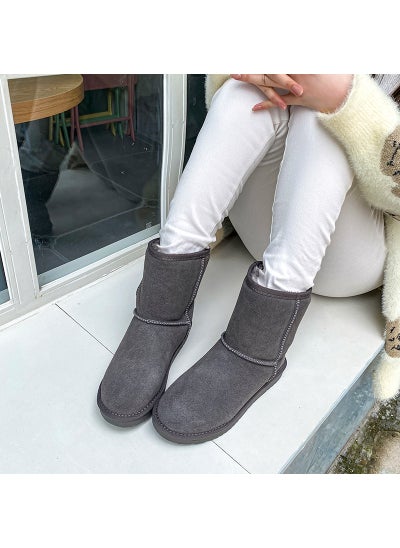 اشتري 2024 Womens Leather Snow Boots Comfortable Warm Winter FlatMaya Grey Maya Grey في السعودية