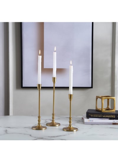 اشتري Aria Metal Taper Candle Holder 9.9x9.9x33cm- Gold في الامارات